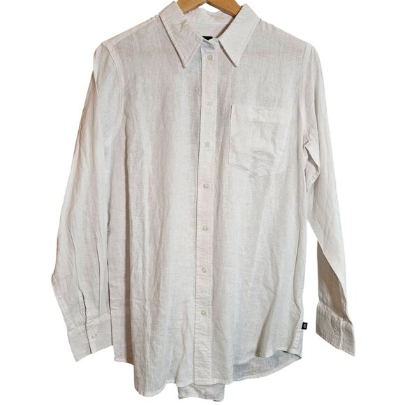 New Gap Women's Bright White Button-Up Shirt S Linen blend Capsule Beach top - Picture 1 of 15
